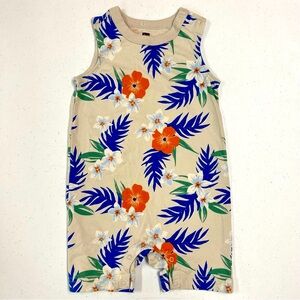 Tea Collection Short Romper Boys 18-24M Girls Tropical Floral Tank Cotton Summer